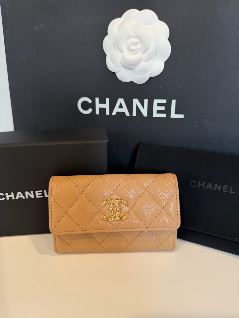 CHANEL Quilted Caviar Leather Wallet in Tan  CC 2026 ⭐️latest collection ❤️‍🔥 - Picture 6 of 14